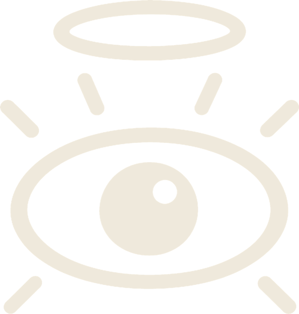 The SAGEAEYE eye with a halo, printed in cream ink
